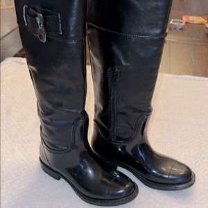 Stormy Womens Rubber Rain Boots Knee High Side Zipper Size 7